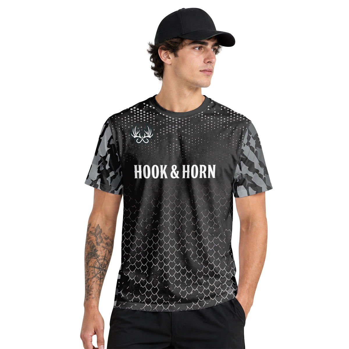 Barracuda Black Camo Short Sleeve Fishing Shirt - lifestyle view