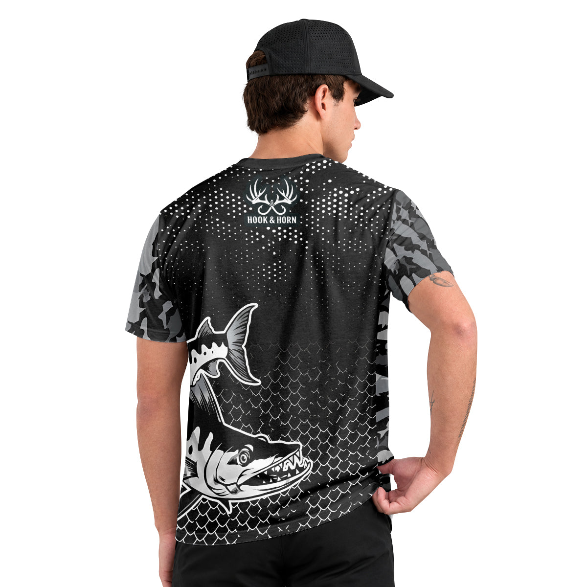 Barracuda Black Camo Short Sleeve Fishing Shirt - lifestyle view