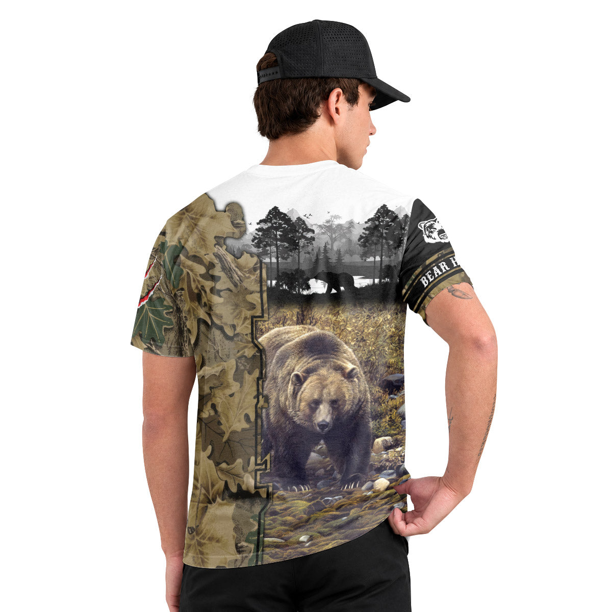 Bear Hunter Woodland Camo Short Sleeve Hunting Shirt - lifestyle view