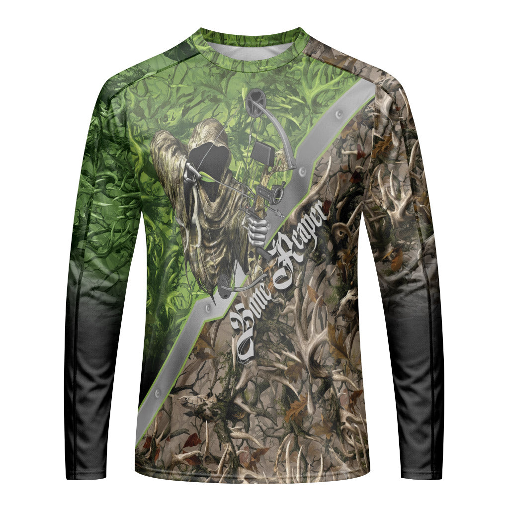 Bone Reaper Antler Camo Long Sleeve Hunting Shirt – Front View Mockup