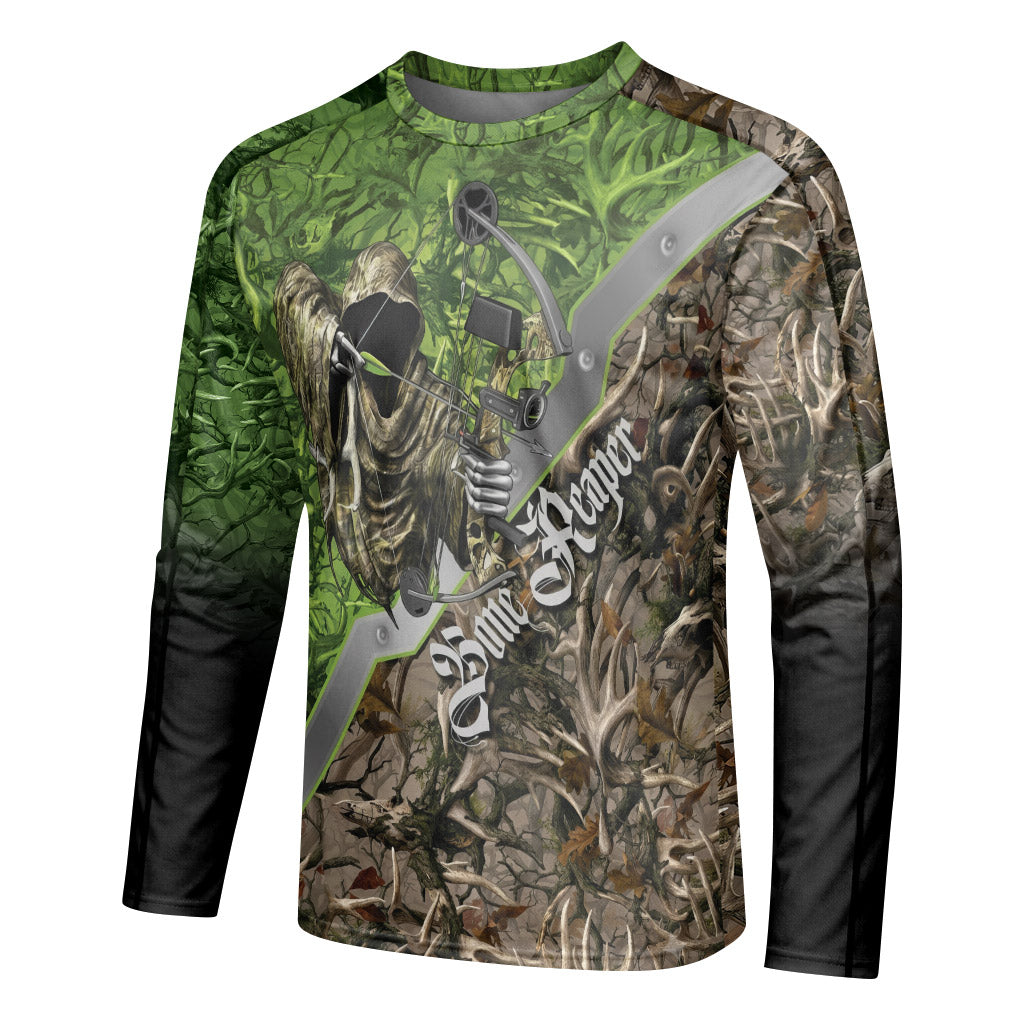 Bone Reaper Antler Camo Long Sleeve Hunting Shirt – Left Side View Mockup
