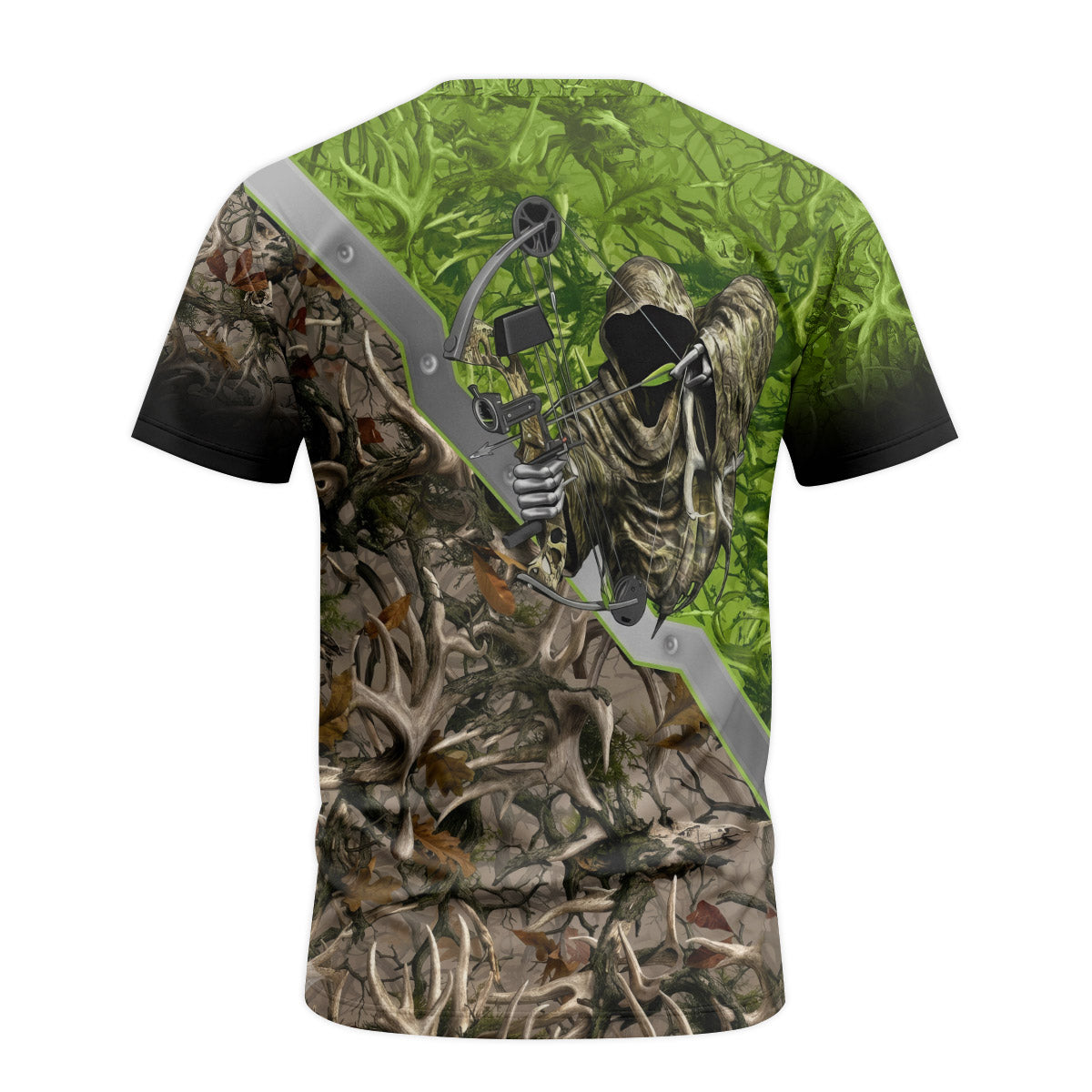 Bone Reaper Antler Camo Short Sleeve Hunting Shirt - back view mockup