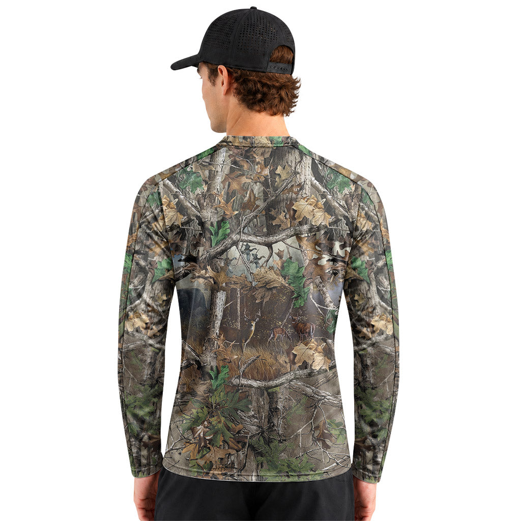 Deer and Bear Woodland Camo Long Sleeve Hunting Shirt - lifestyle view