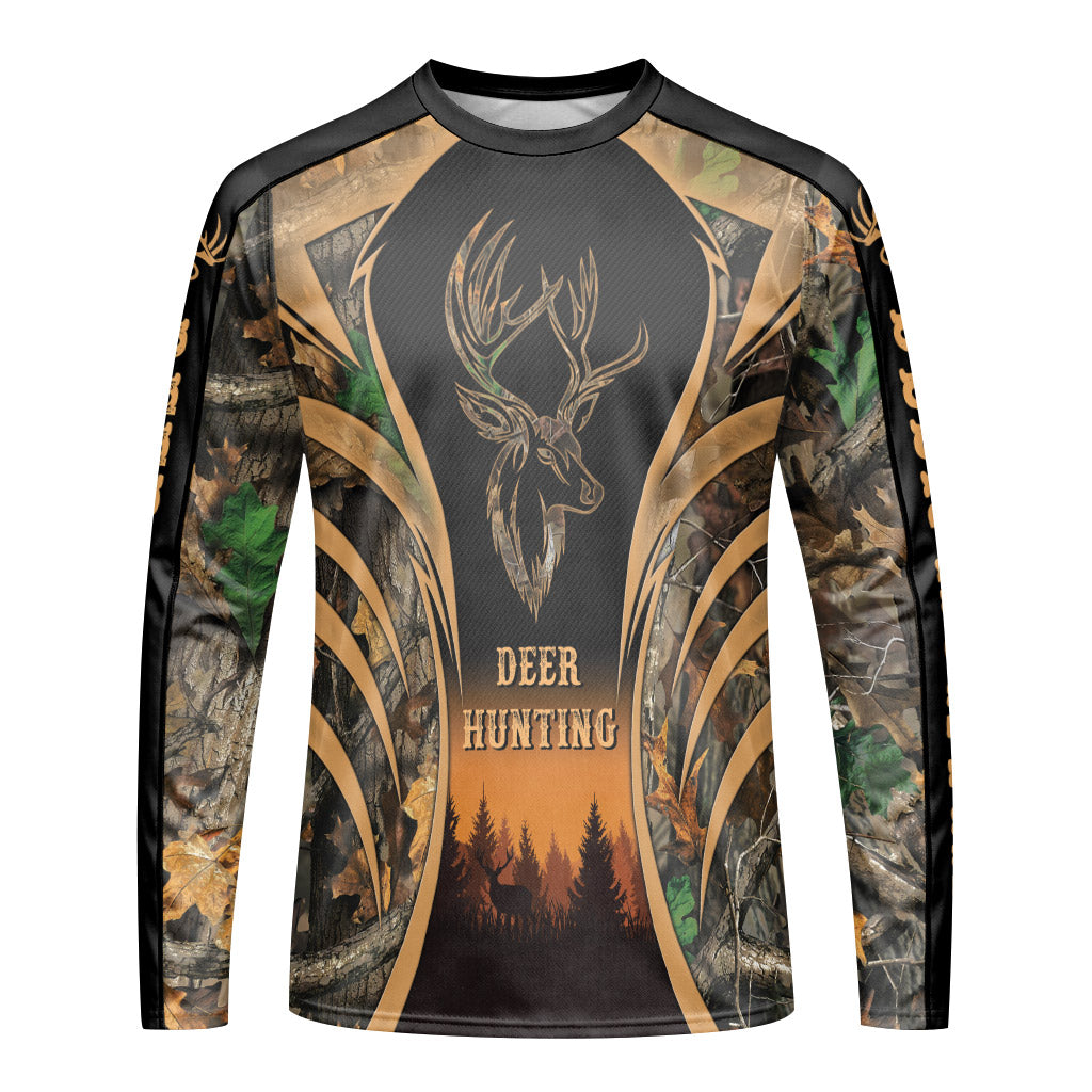 Deer Forest Camo Long Sleeve Hunting Shirt – Front View Mockup