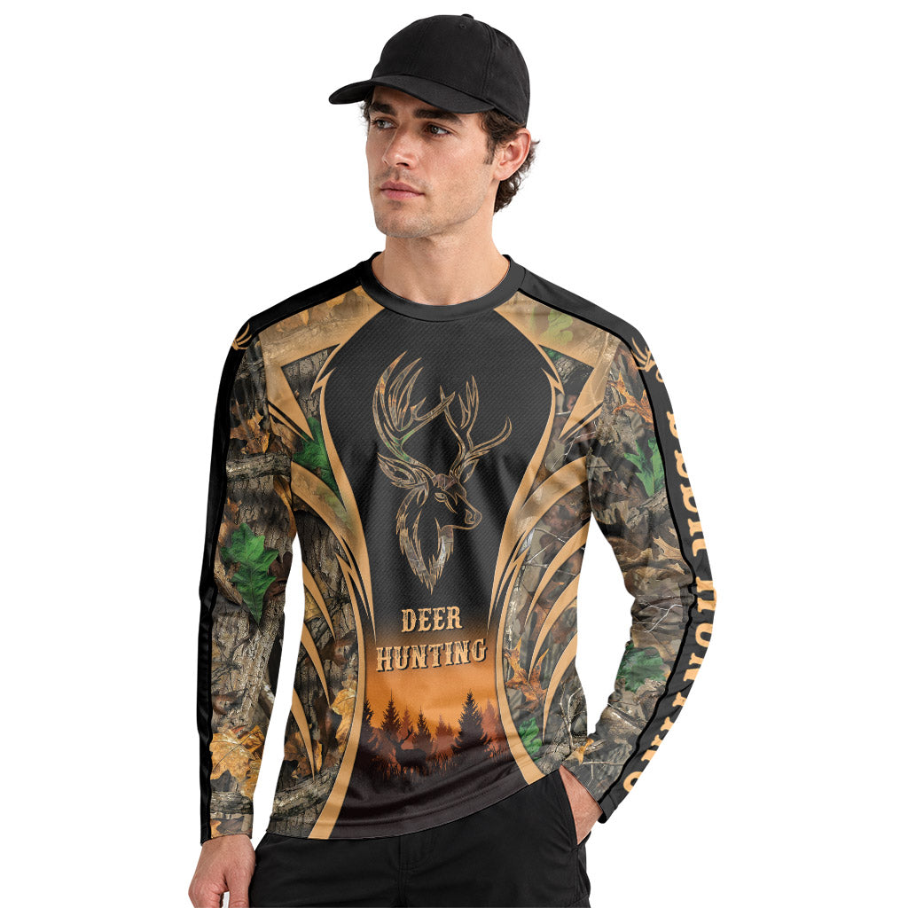 Deer Forest Camo Long Sleeve Hunting Shirt – Front Lifestyle View