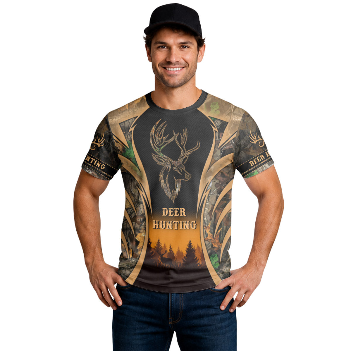Deer Forest Camo Short Sleeve Hunting Shirt - lifestyle view