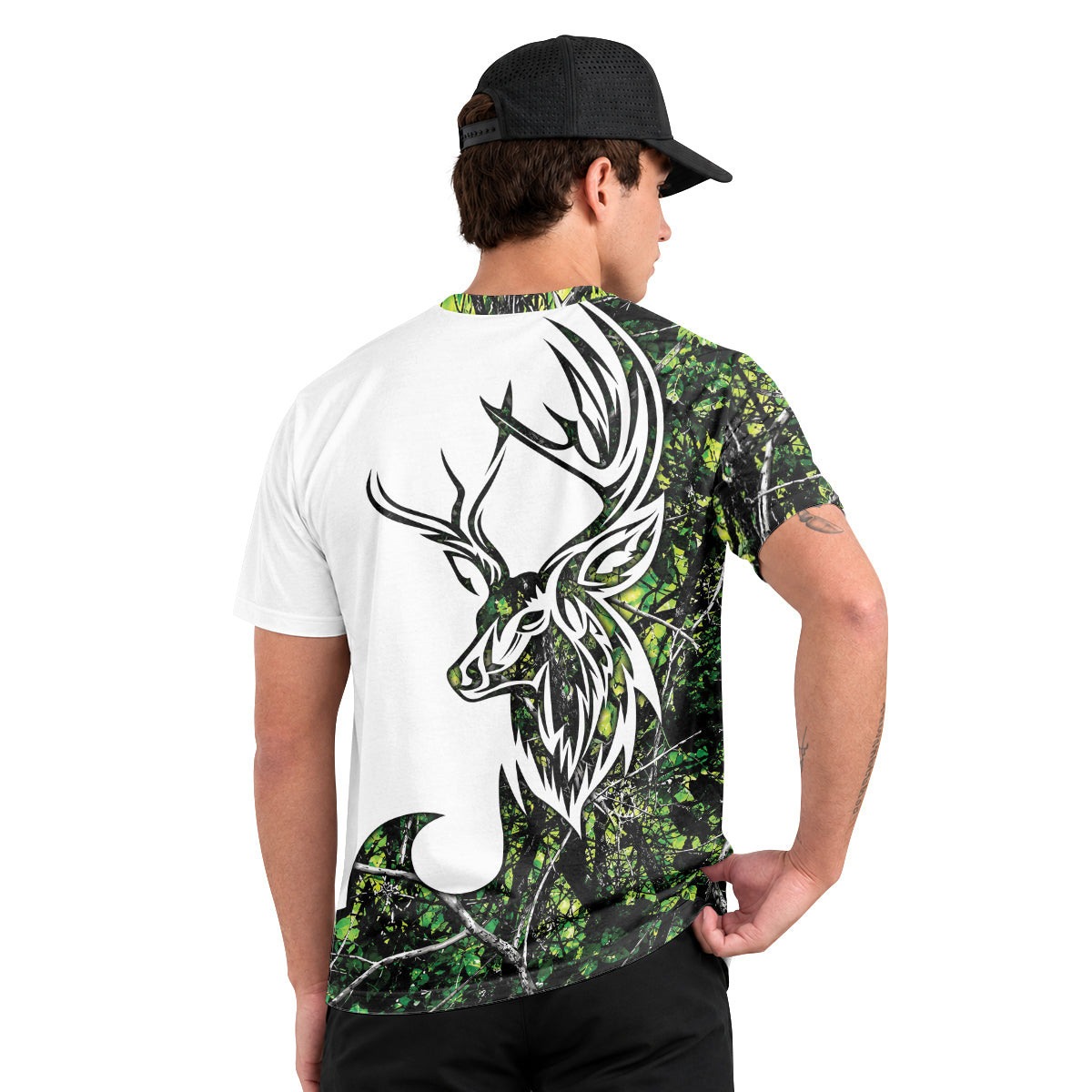 Deer Green Forest Camo Short Sleeve Hunting Shirt - lifestyle view