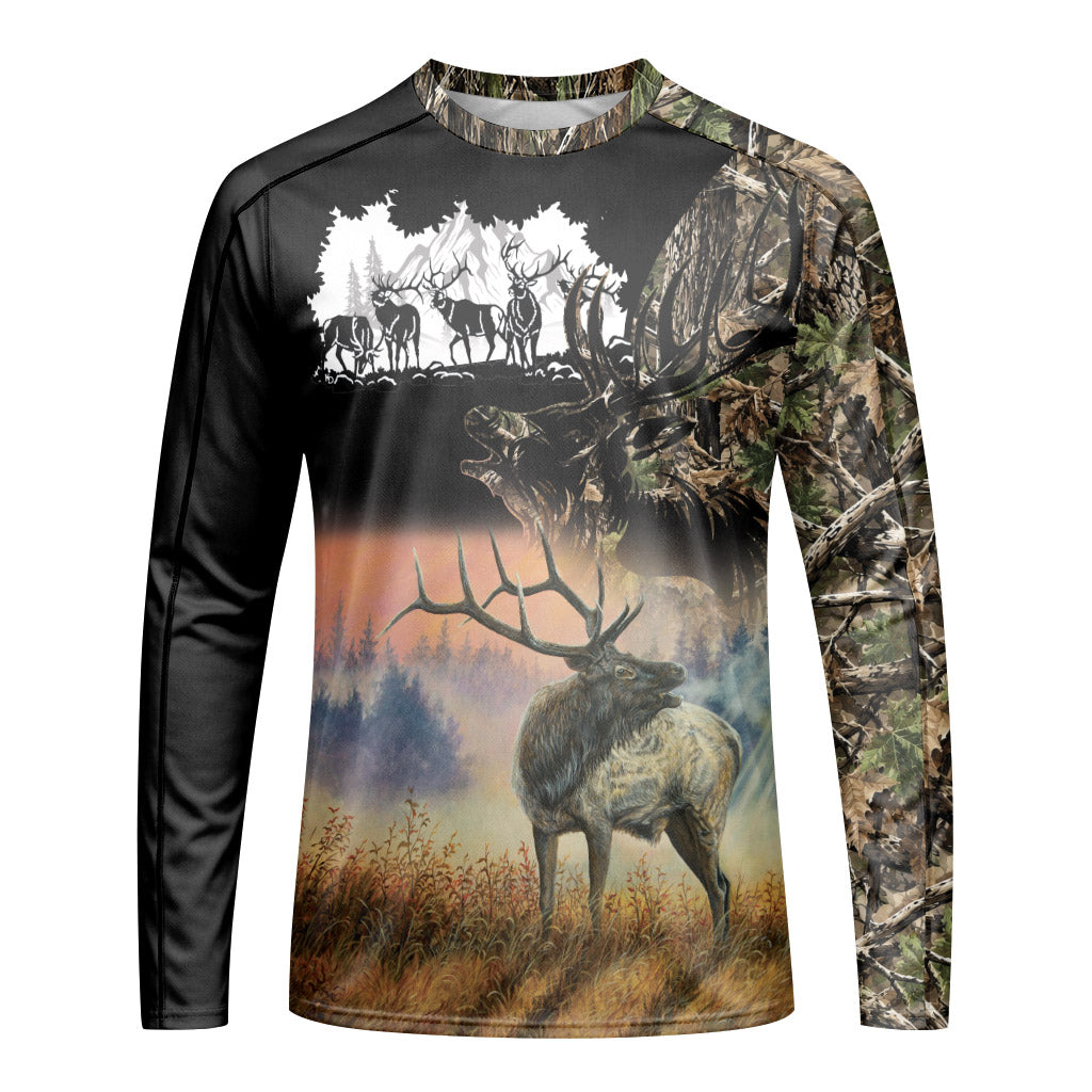 Elk Mountain Camo Long Sleeve Hunting Shirt - front view mockup