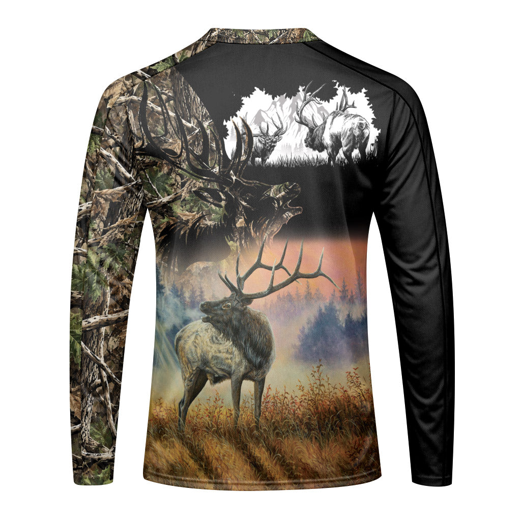 Elk Mountain Camo Long Sleeve Hunting Shirt - front view mockup
