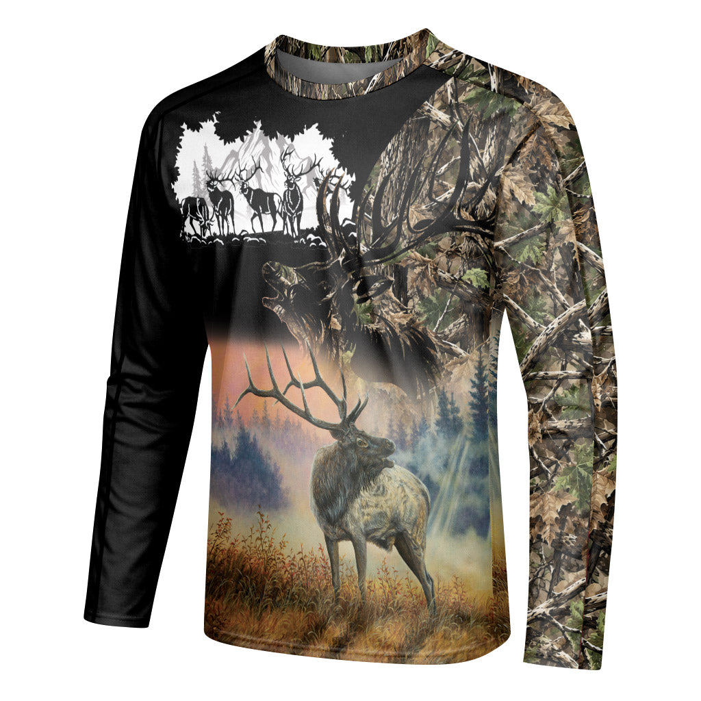 Elk Mountain Camo Long Sleeve Hunting Shirt - left side mockup