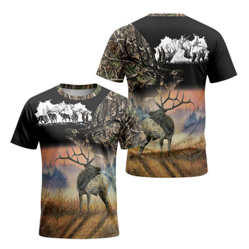 Elk Mountain Camo Short Sleeve Hunting Shirt - front and back view