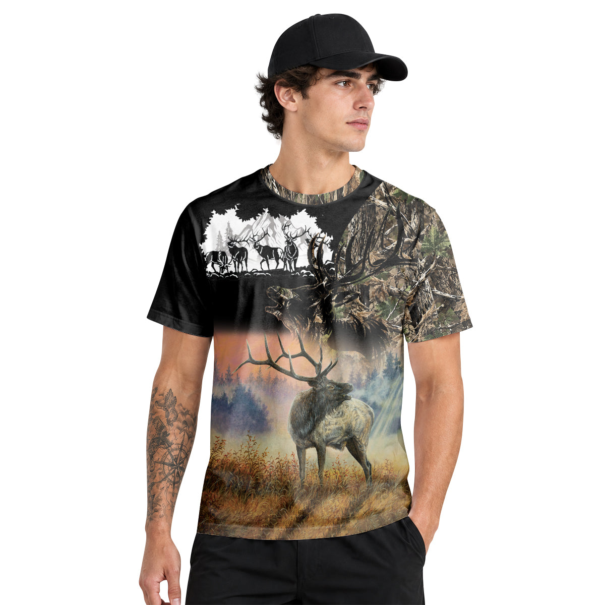 Elk Mountain Camo Short Sleeve Hunting Shirt - lifestyle view