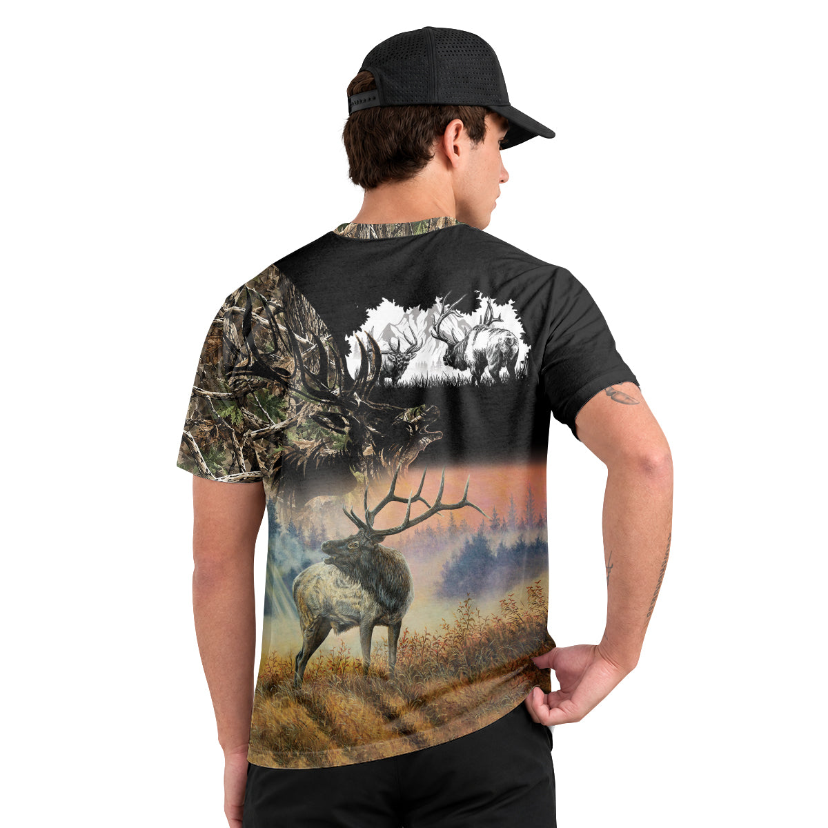 Elk Mountain Camo Short Sleeve Hunting Shirt - lifestyle view