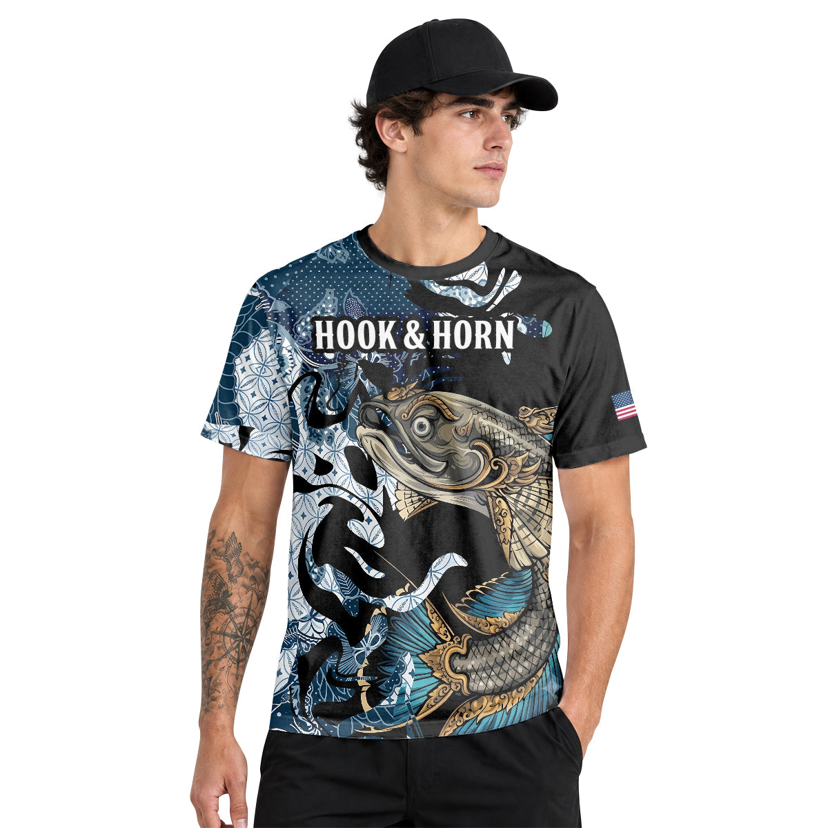 Koi Fish Japanese Wave Short Sleeve Fishing Shirt - lifestyle view