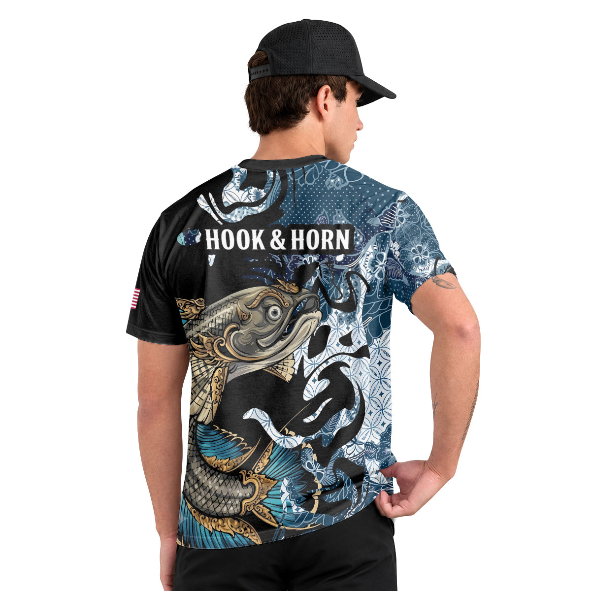 Koi Fish Japanese Wave Short Sleeve Fishing Shirt - lifestyle view