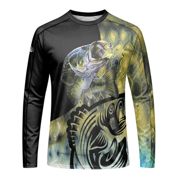 Largemouth Bass Lure Graphic Long Sleeve Fishing Shirt – Front View Mockup
