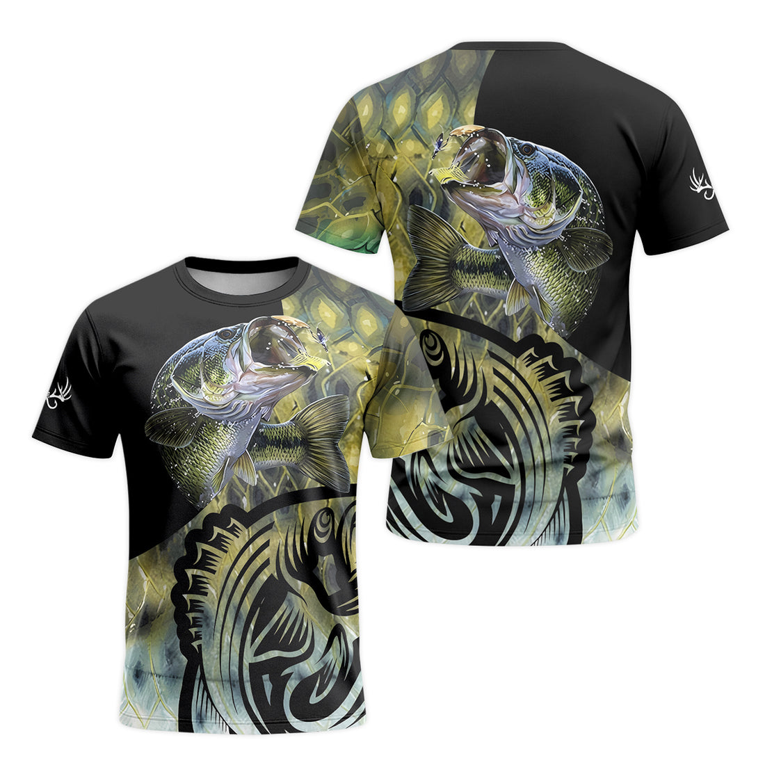 Largemouth Bass Lure Graphic Short Sleeve Fishing Shirt – Front and Back View