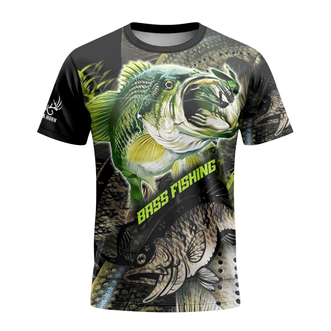 Largemouth Bass Lure Short Sleeve Fishing Shirt - front and back view