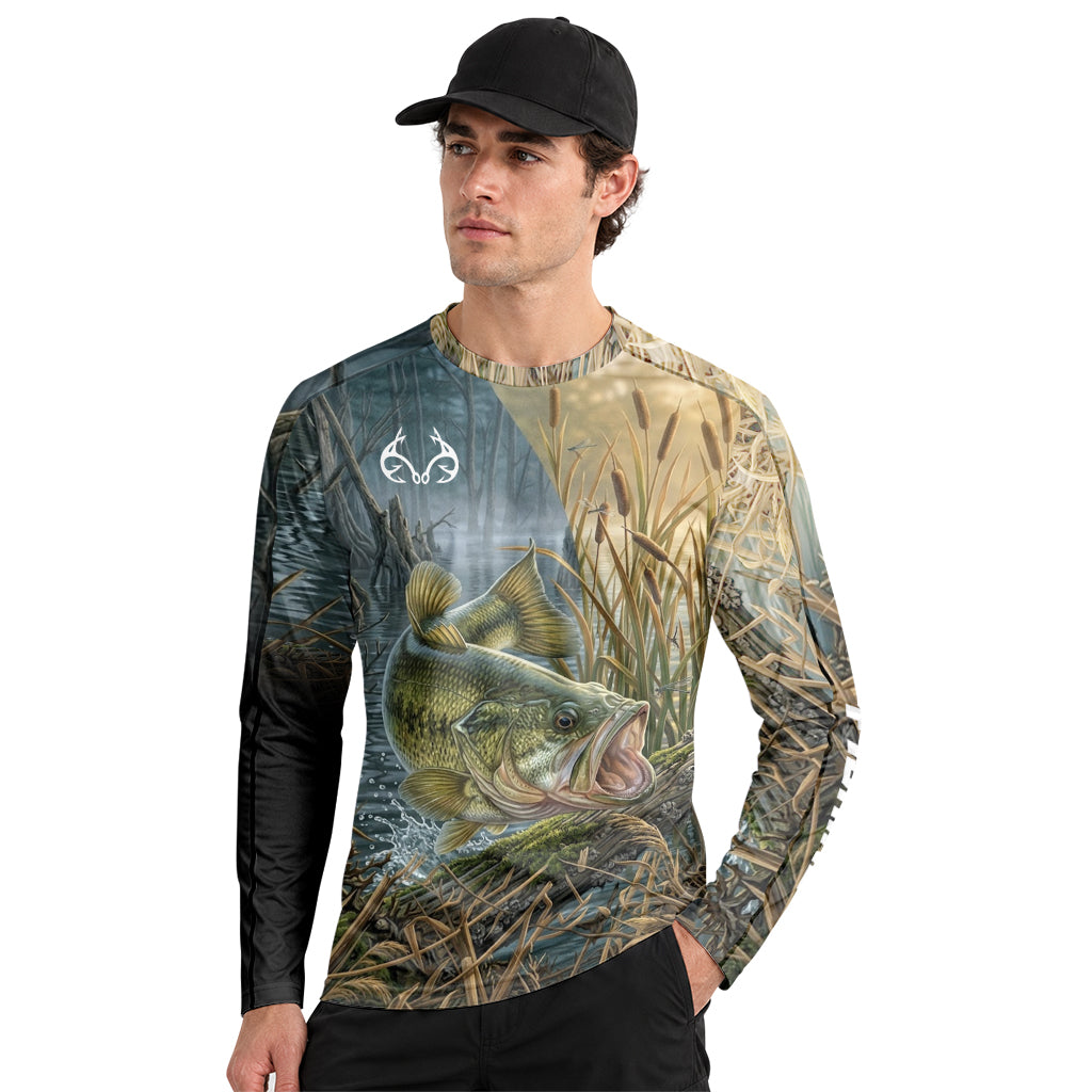 Largemouth Bass Marsh Long Sleeve Fishing Shirt - lifestyle view