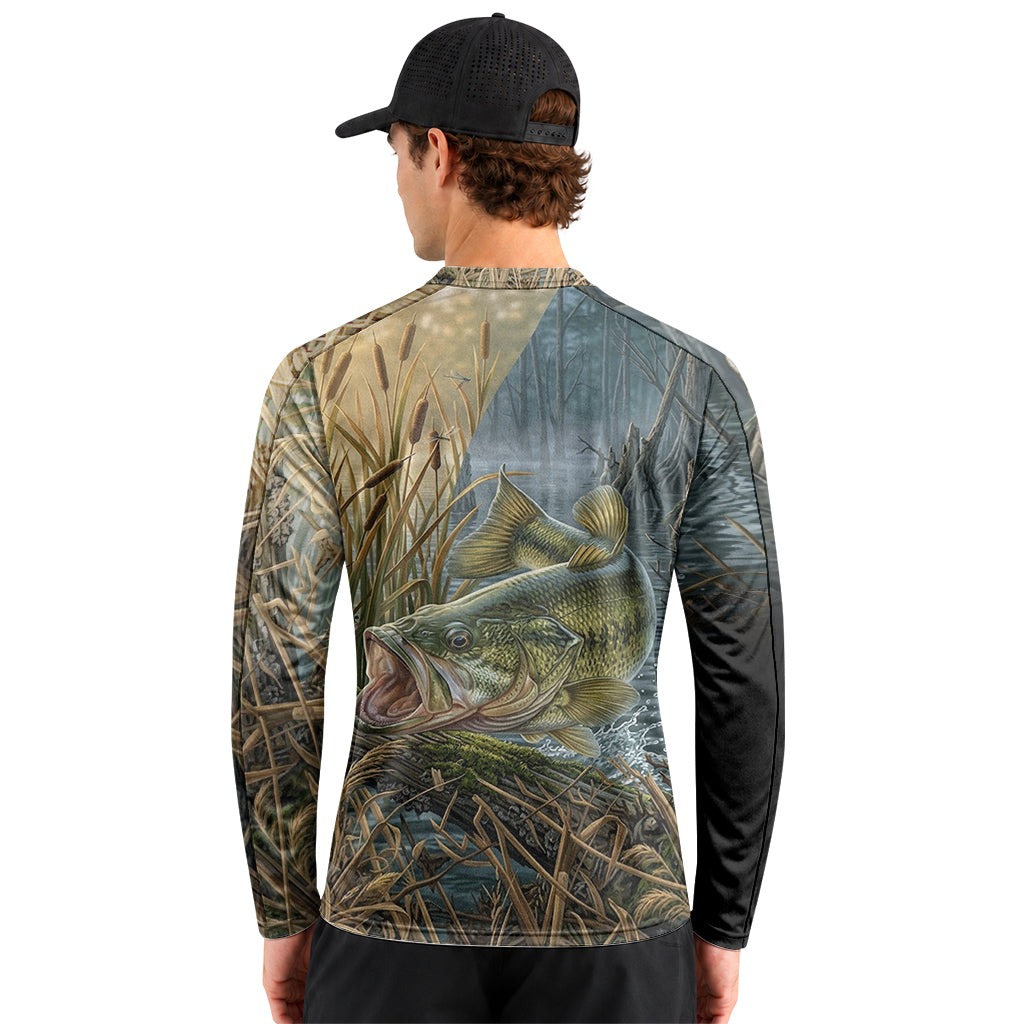 Largemouth Bass Marsh Long Sleeve Fishing Shirt - lifestyle view