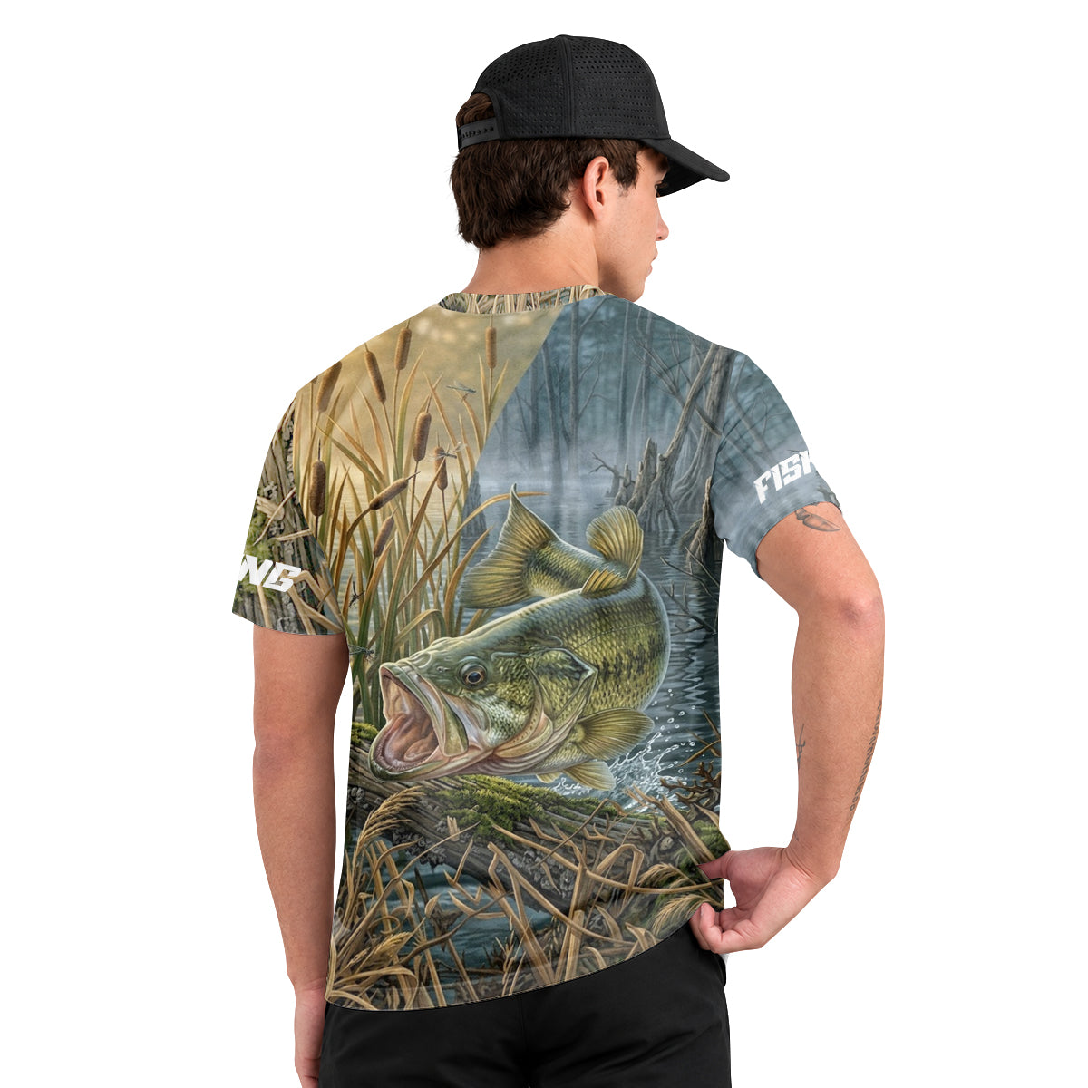 Largemouth Bass Marsh Short Sleeve Fishing Shirt - lifestyle view